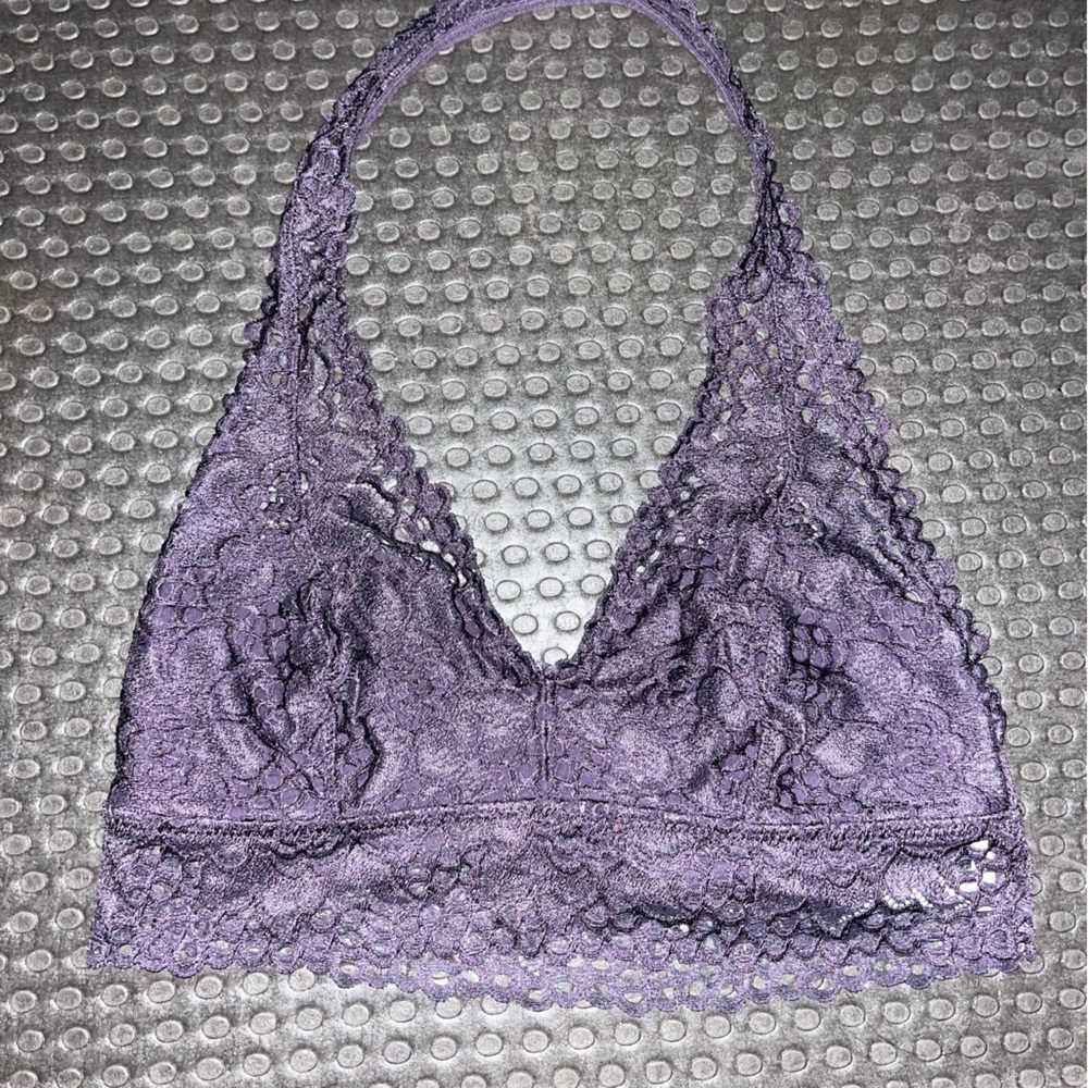 Purple lace halter bralette